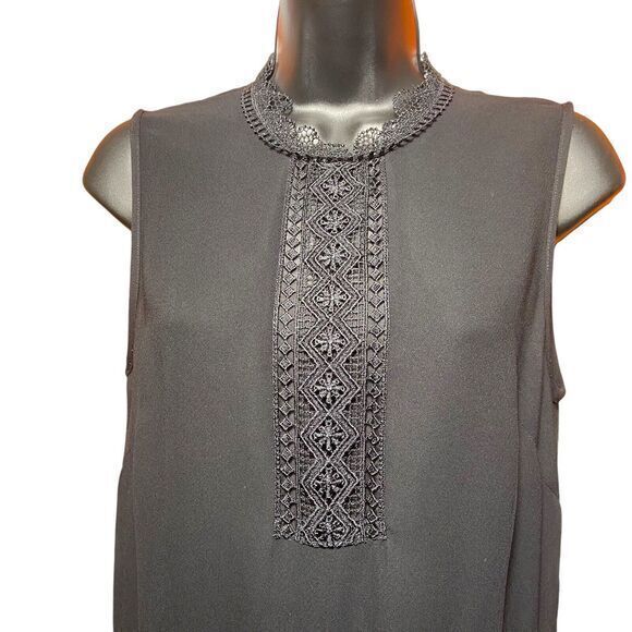 Yyigal Yigal Azrouel Black Pants Romper Jumpsuit Lace Wide‎ Legs Sleeveless Sz 2 - Picture 4 of 16